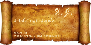 Urbányi Jenő névjegykártya